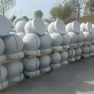 宜昌 白麻花岗岩石材圆球，石球，挡车球，隔离球，景观石球，风水球等