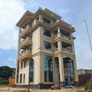 宜昌 黄金麻花岗岩石材别墅外墙干挂搭配（雕花栏杆花瓶柱门楼罗马柱）