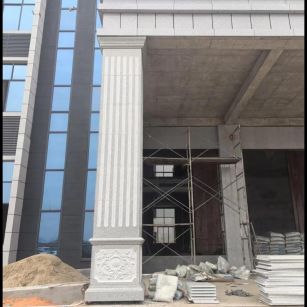 宜昌 芝麻白光面花岗岩门楼大柱（罗马柱）配雕花底座