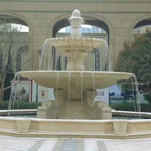 宜昌 黄金麻花岗岩异型加工——户外庭院石雕流水喷泉