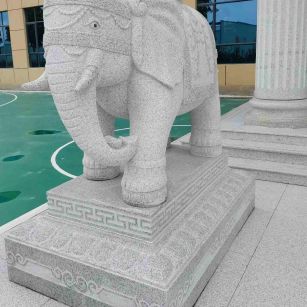 宜昌 白麻花岗岩动物异形石雕-大象