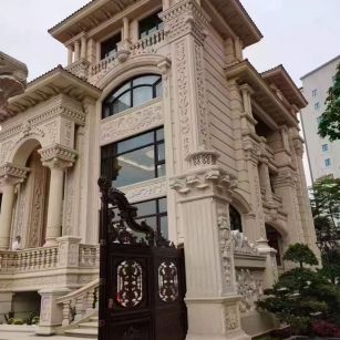 宜昌 黄金麻花岗岩别墅外墙干挂效果展示