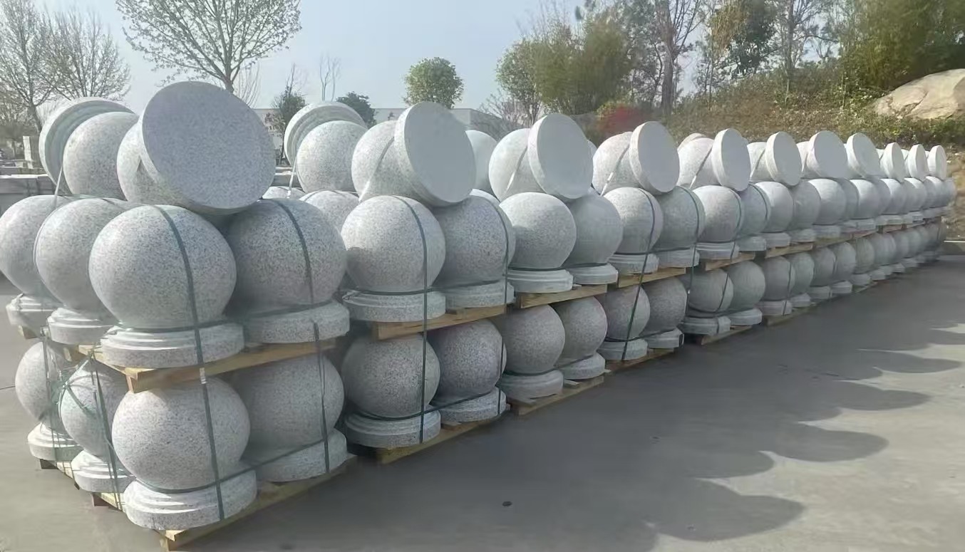 宜昌 白麻花岗岩石材圆球，石球，挡车球，隔离球，景观石球，风水球等