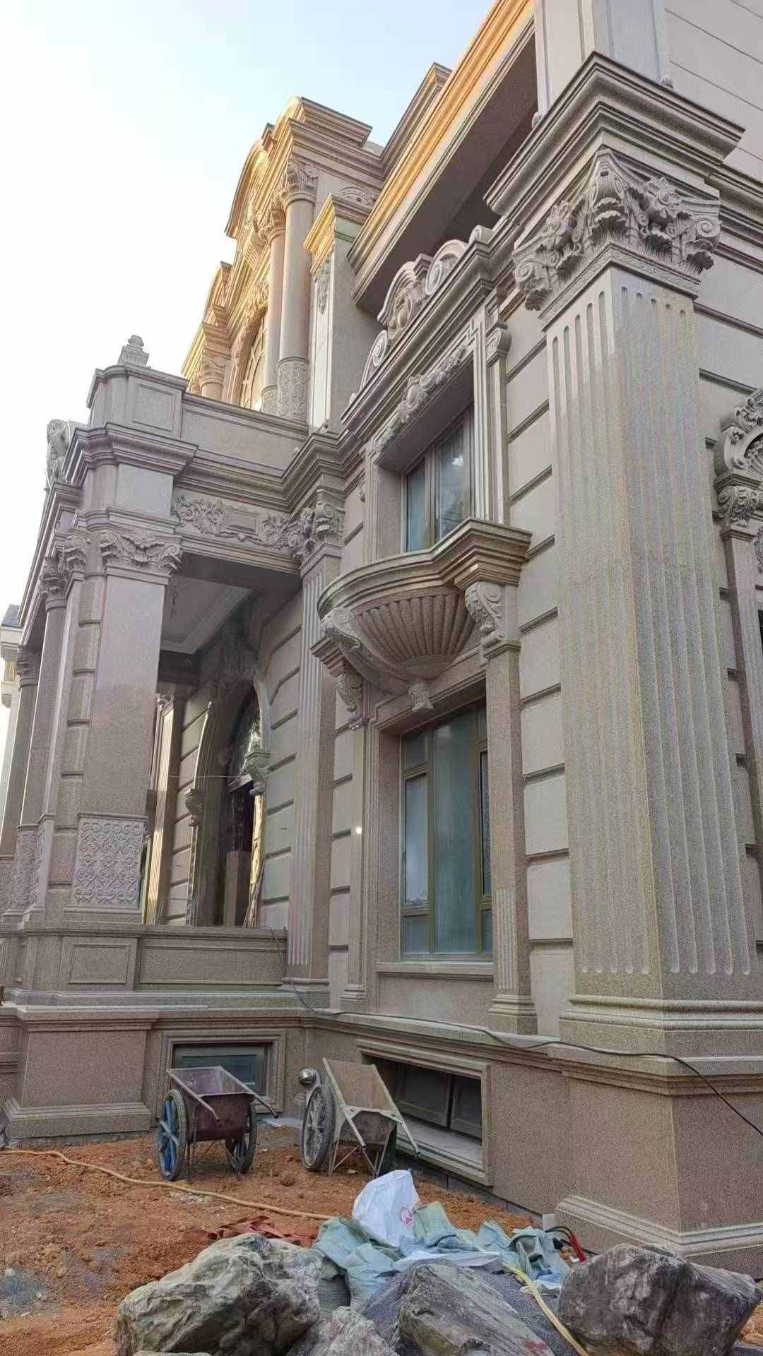 宜昌 黄金麻花岗岩光面别墅外墙干挂施工完成