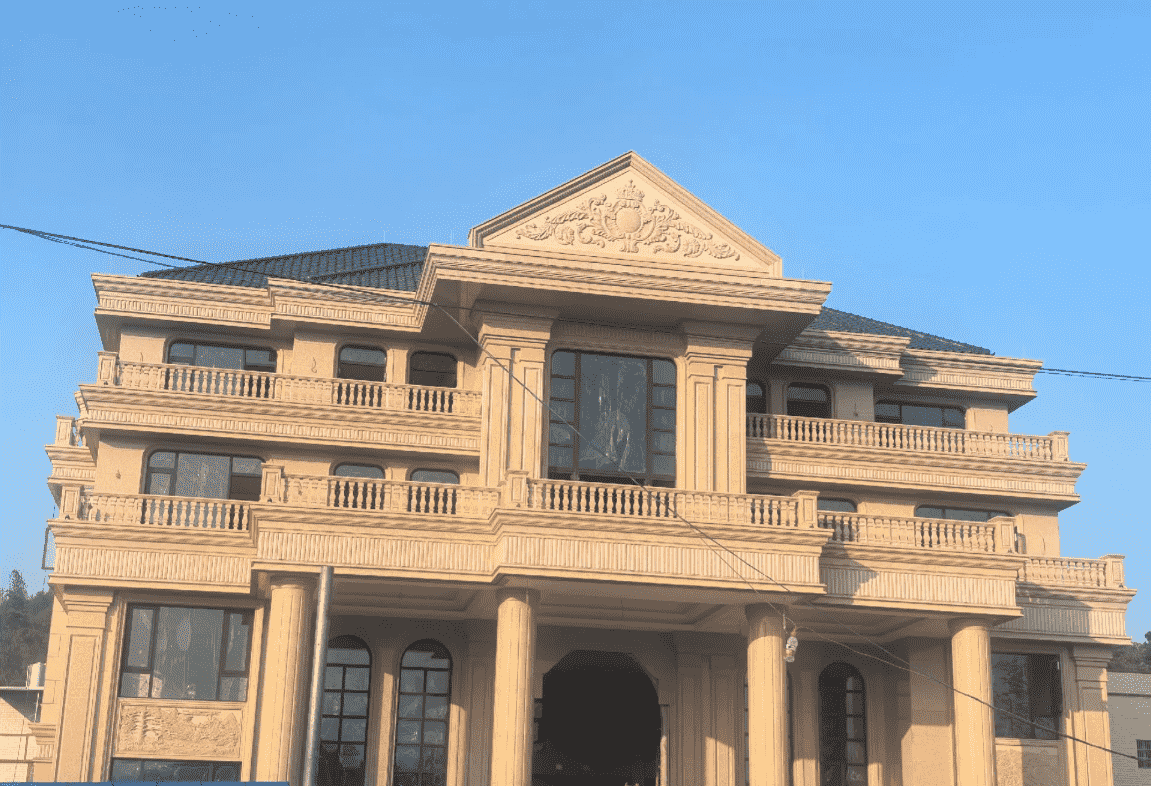 宜昌黄金麻别墅外墙干挂石材效果示例