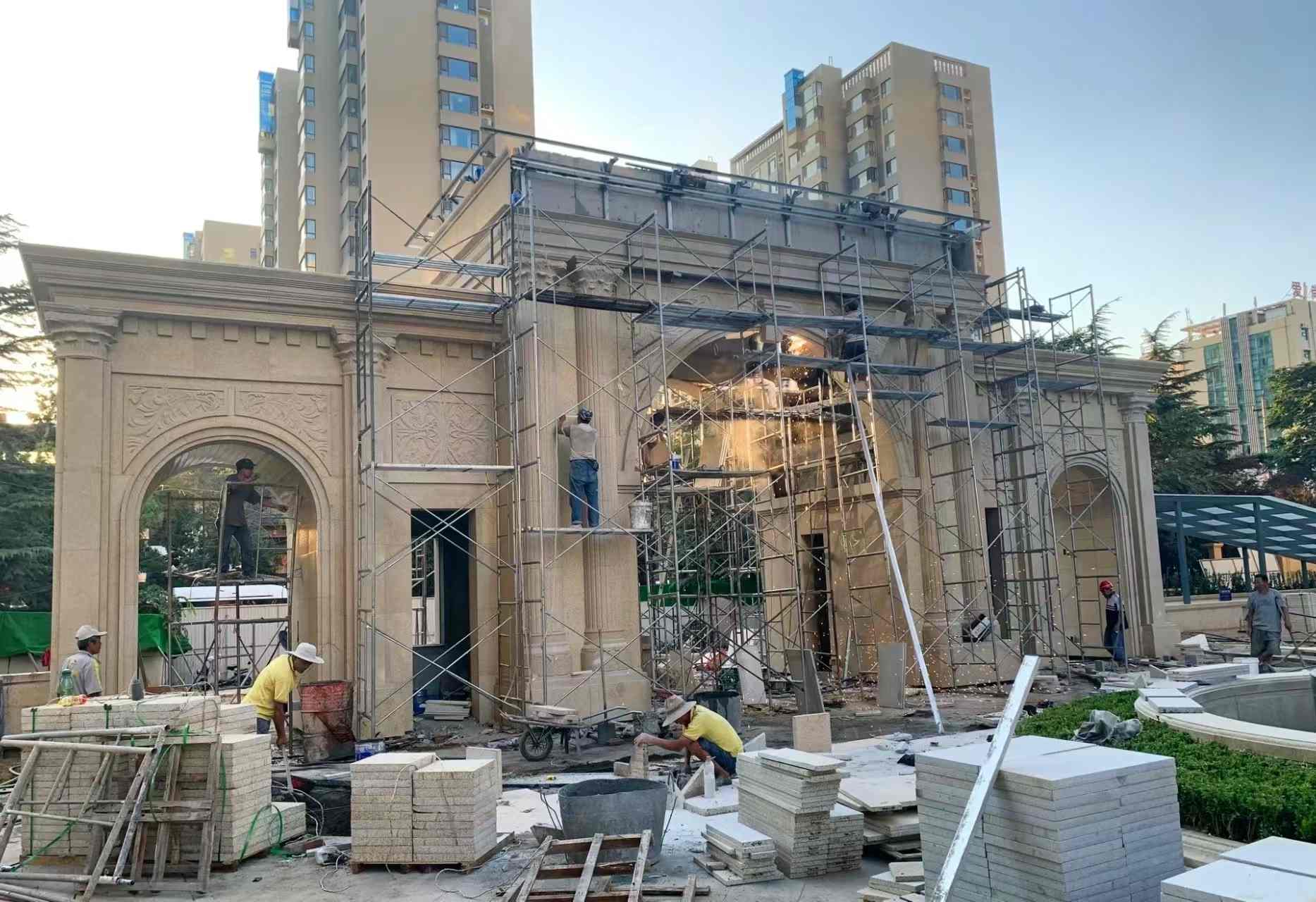 宜昌 黄金麻荔枝面花岗岩小区门楼外墙干挂