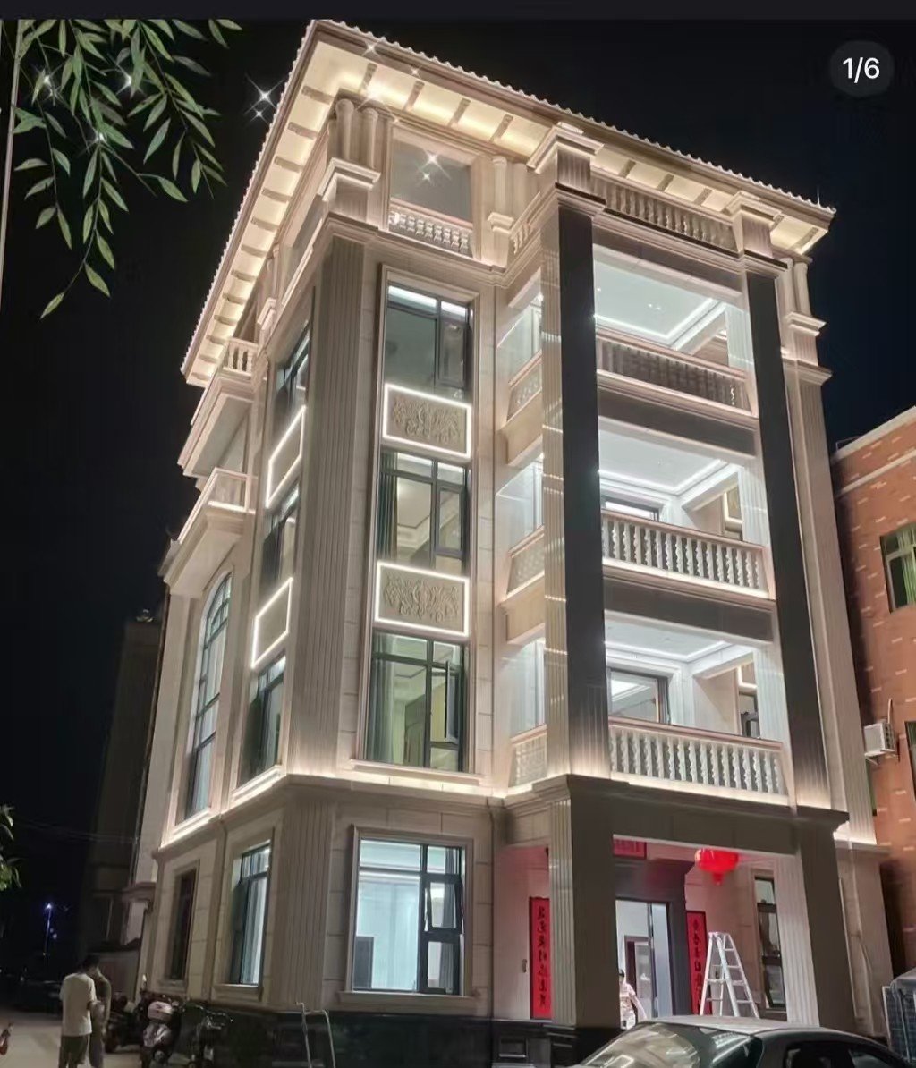 宜昌 芝麻白花岗岩别墅外墙夜间效果